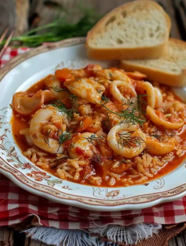 Savor the flavors of Greek islands with stewed calamari