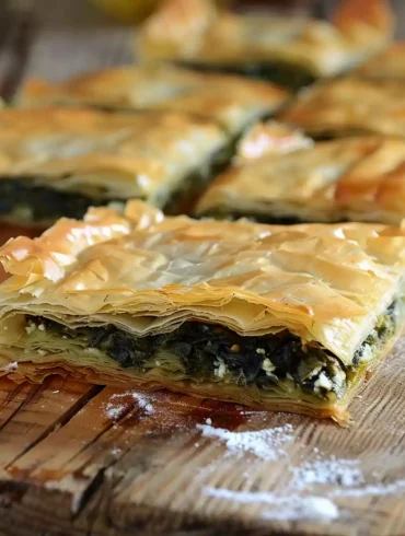 Crispy Greek spinach pie with feta and herbs