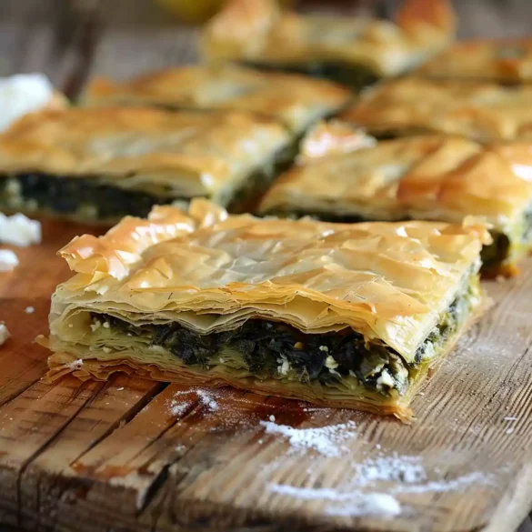 Crispy Greek spinach pie with feta and herbs