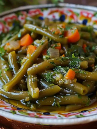 Authentic Greek recipe for green beans in olive oil