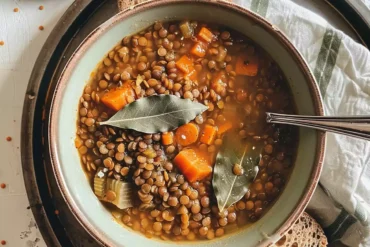 traditional lentil soup from Arta, Greece.