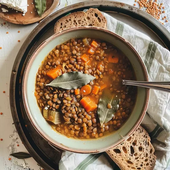 traditional lentil soup from Arta, Greece.